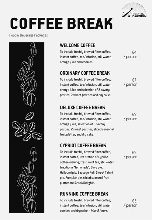coffee menu
